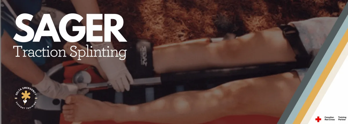 An advanced first aider applies a Sager splint to a person's leg.